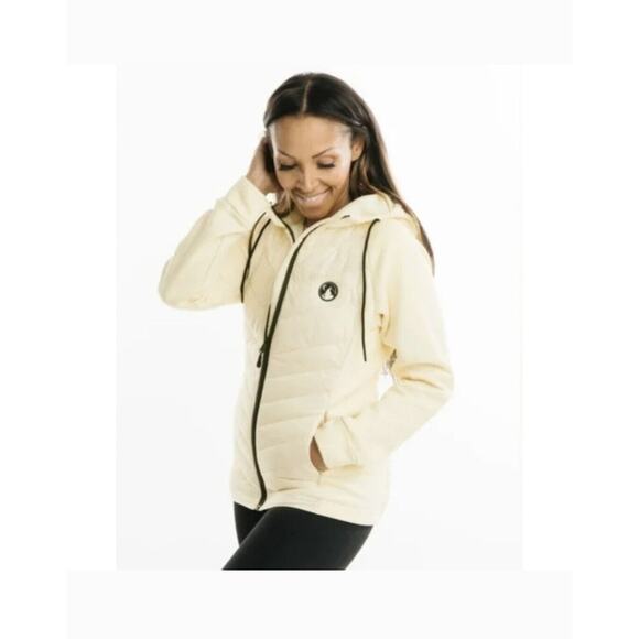 ZYIA Active Courchevel Fleece Hybrid Jacket Size SMALL Cream Activewear Coat - Picture 2 of 16